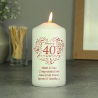 Personalised 40th Ruby Wedding Anniversary Pillar Candle Extra Image 1 Preview